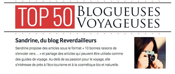 TOP50 Blogueuse Voyageuse