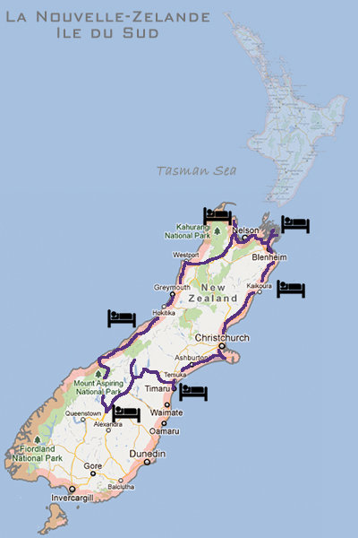 itinéraire road trip ile du sud nouvelle-zélande