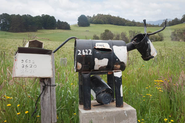 Boite aux lettres dans le village de Wilmot en Tasmanie