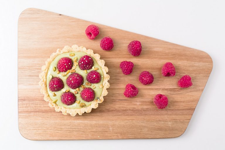 Tartelette framboises et Matcha sans gluten