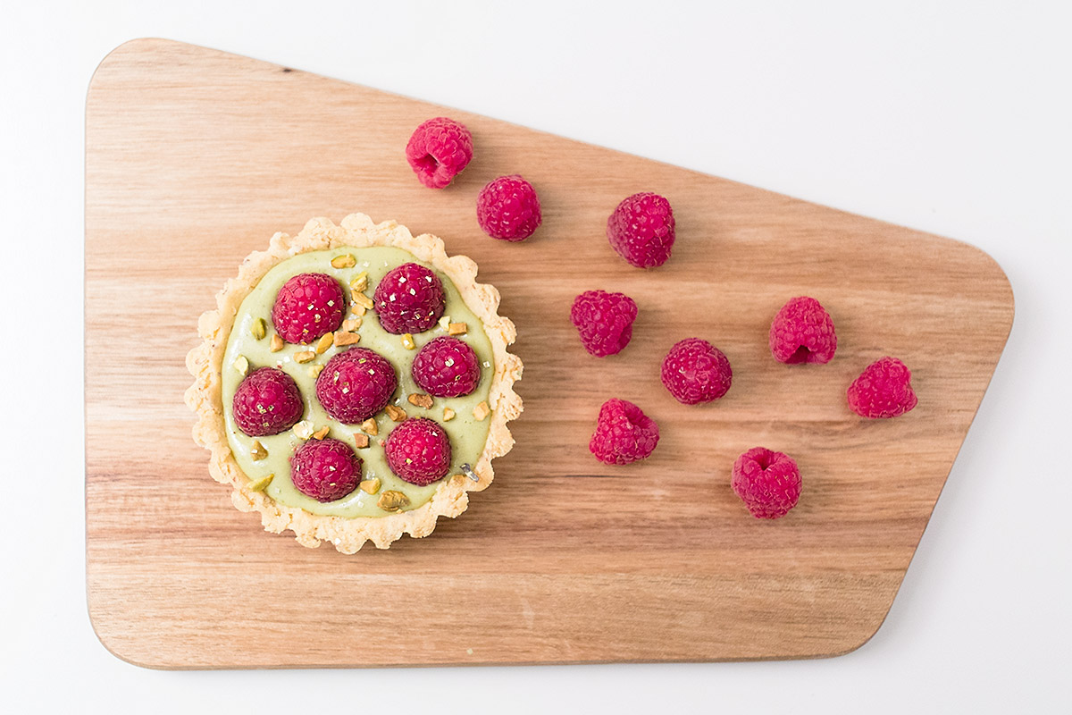 Tartelette framboises et Matcha sans gluten