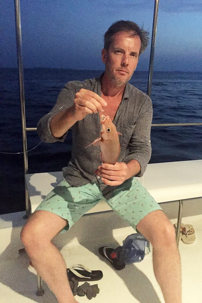 Maldivian style sunset fishing Dhigali Maldives